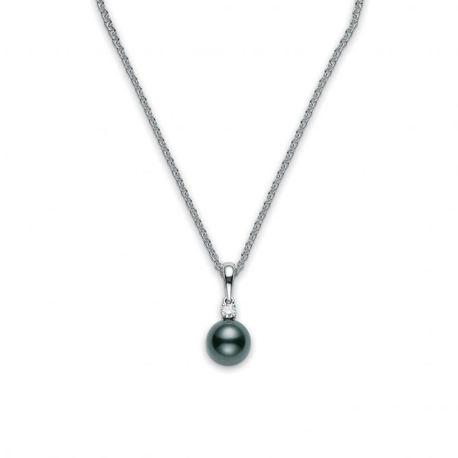 Mikimoto Tahitian South Sea Cultured Pearl & Diamond 8 mm Pendant in White Gold, 18"