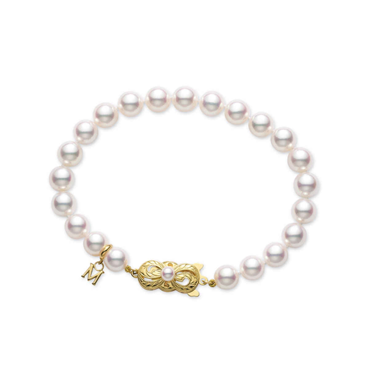 Mikimoto Akoya Cultured Pearl Strand Bracelet with Yellow Gold Clasp, 7