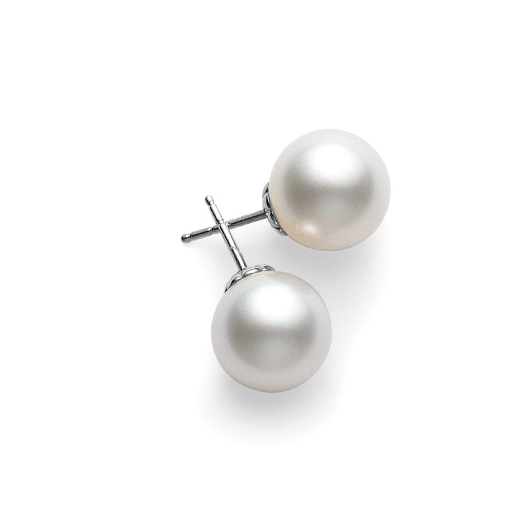 Mikimoto South Sea Cultured Pearl 10 mm Stud Earrings in White Gold
