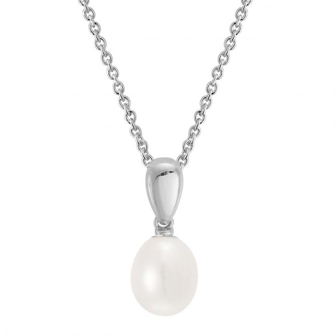 Freshwater Cultured Pearl Drop Pendant in Sterling Silver, 18"
