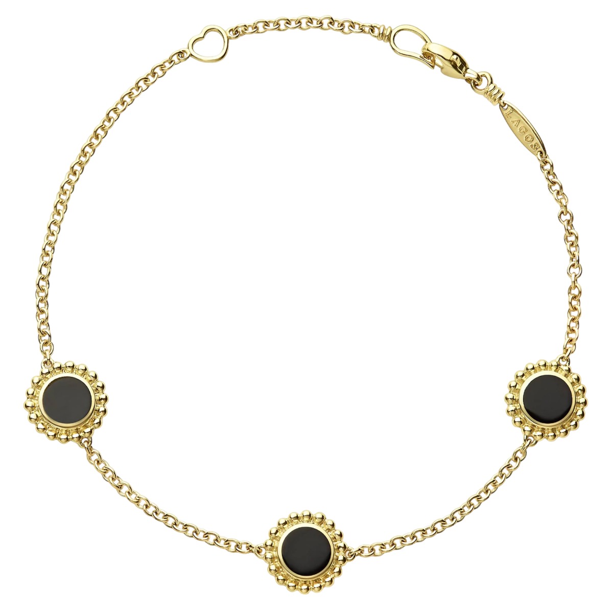 LAGOS Covet 3 Station Round Onyx Bracelet, 7