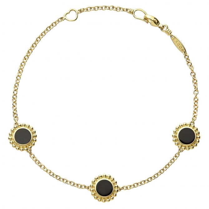 LAGOS Covet 3 Station Round Onyx Bracelet, 7"