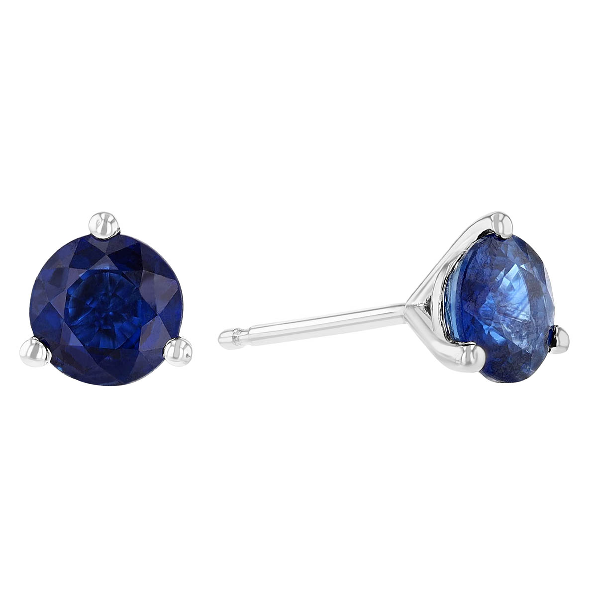 Round Sapphire 5 mm Stud Earrings in White Gold