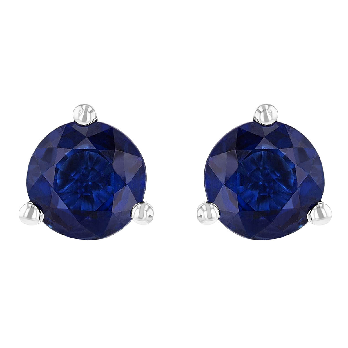 Round Sapphire 5 mm Stud Earrings in White Gold