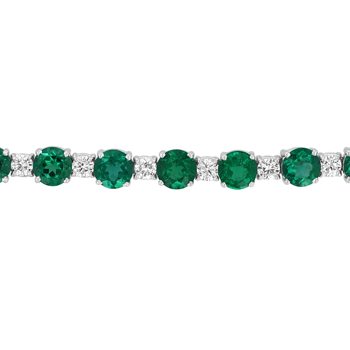 J.B. Star Emerald & Diamond Alternating Tennis Bracelet in Platinum, 7