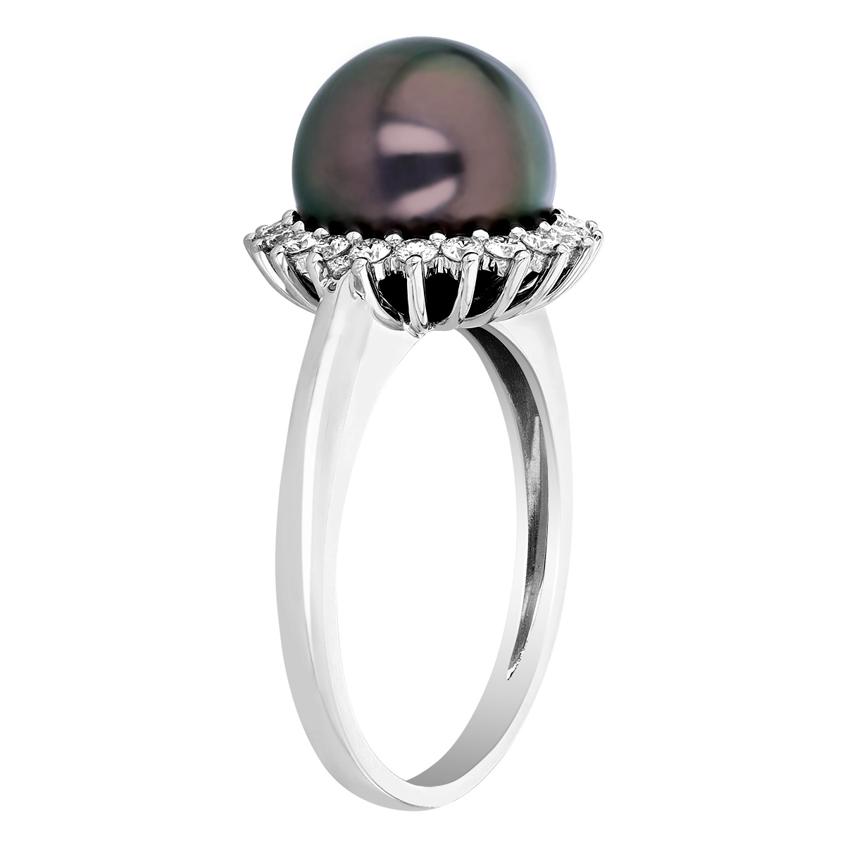 TARA Pearls Tahitian South Sea Cultured Pearl & Diamond Spike Halo Ring in White Gold