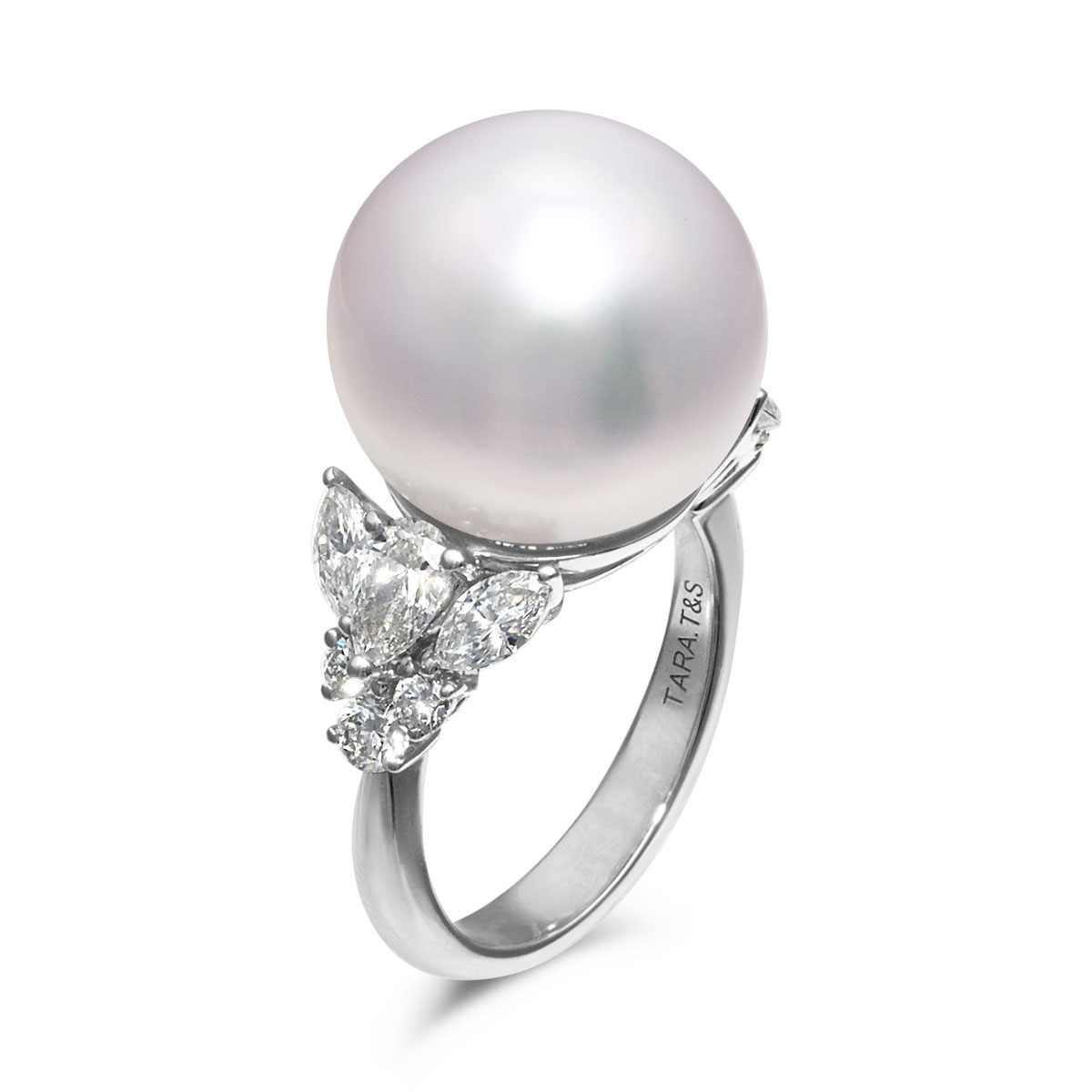 TARA Pearls South Sea Cultured Pearl & Diamond Cluster Cocktail Ring in White Gold