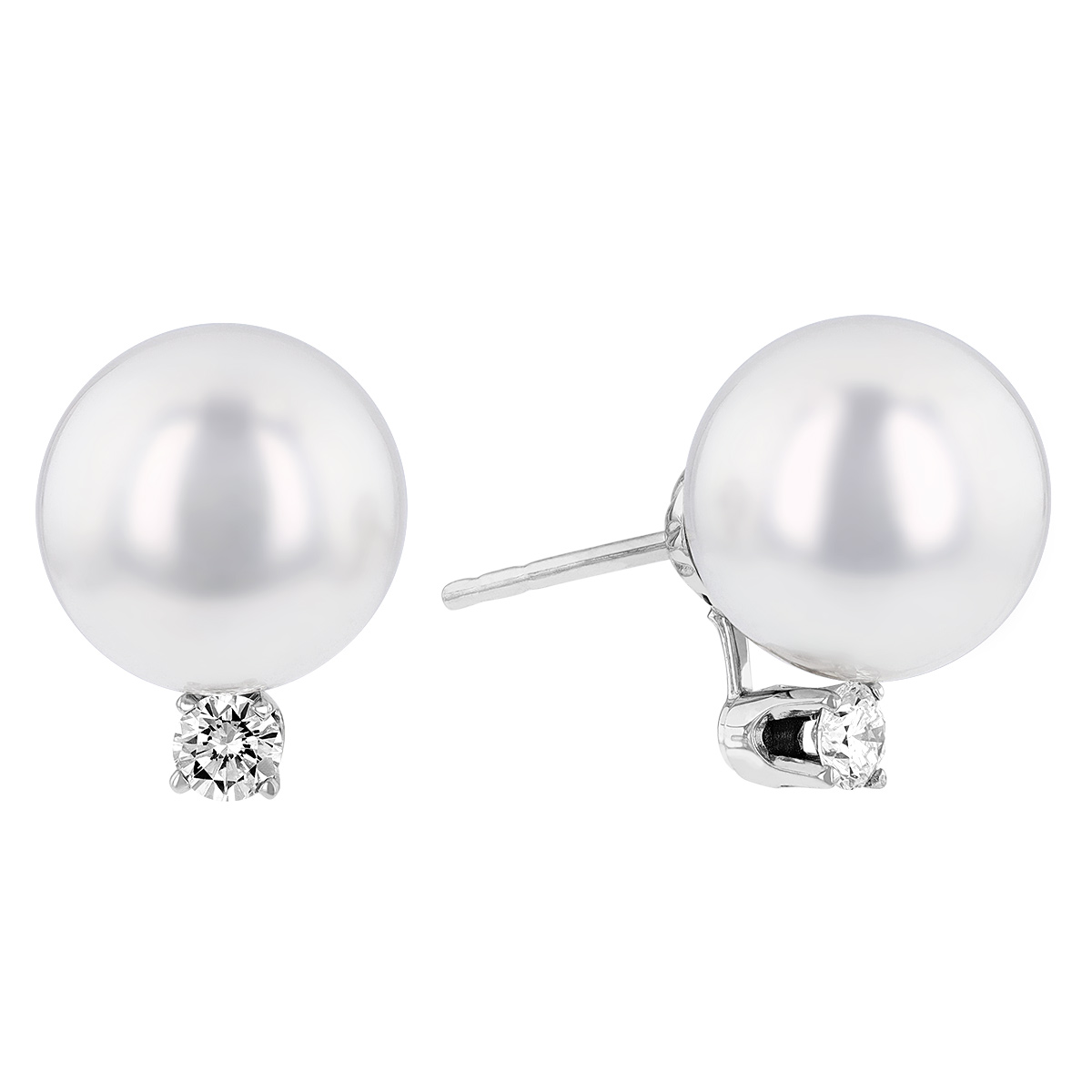 TARA Pearls White South Sea Cultured Pearl & Diamond Stud Earrings in White Gold