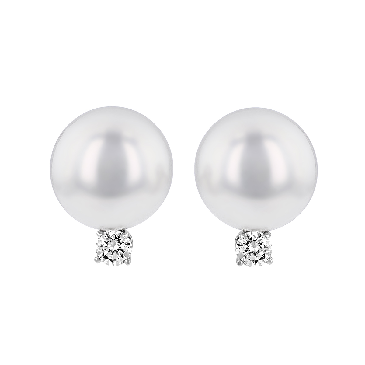 TARA Pearls White South Sea Cultured Pearl & Diamond Stud Earrings in White Gold