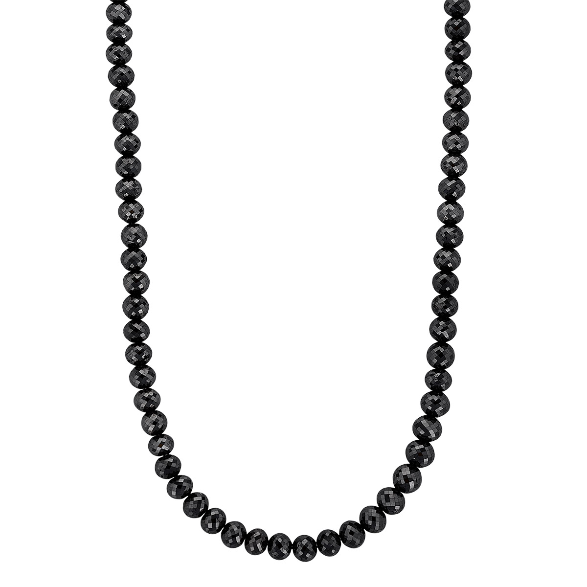 Black Diamond Faceted Rondelle Bead Strand Necklace in White Gold by TARA, 25.5