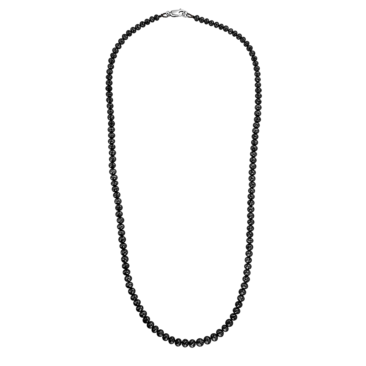 Black Diamond Faceted Rondelle Bead Strand Necklace in White Gold by TARA, 25.5