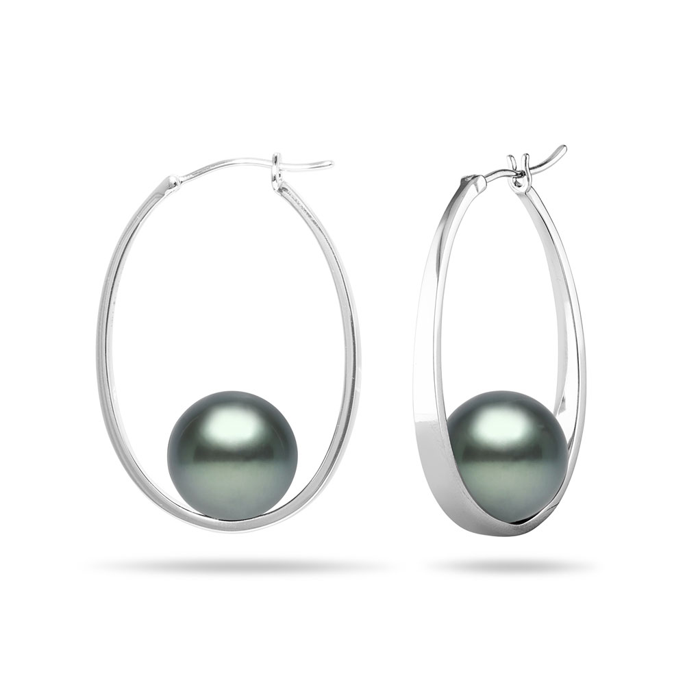 TARA Pearls Tahitian South Sea Cultured Pearl Hoop Earrings in White Gold