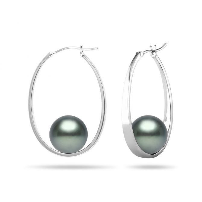 TARA Pearls Tahitian South Sea Cultured Pearl Hoop Earrings in White Gold