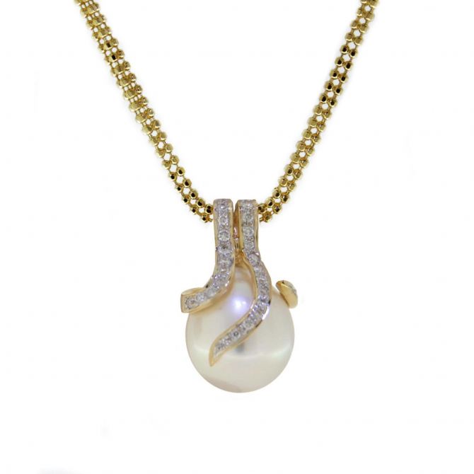 TARA Pearls Oscar South Sea Cultured Pearl & Diamond Pendant in Yellow Gold, 18"