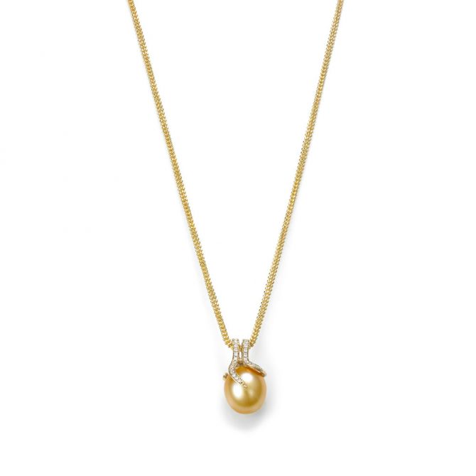 TARA Pearls Oscar Golden South Sea Cultured Pearl & Diamond Pendant in Yellow Gold, 18"