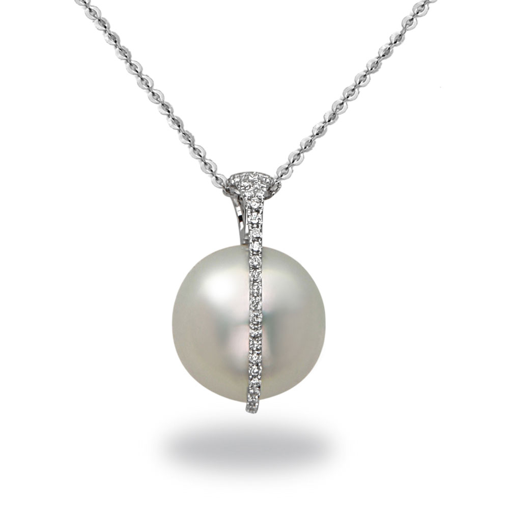 TARA Pearls South Sea Cultured Pearl & Diamond Bar Pendant in White Gold, 18