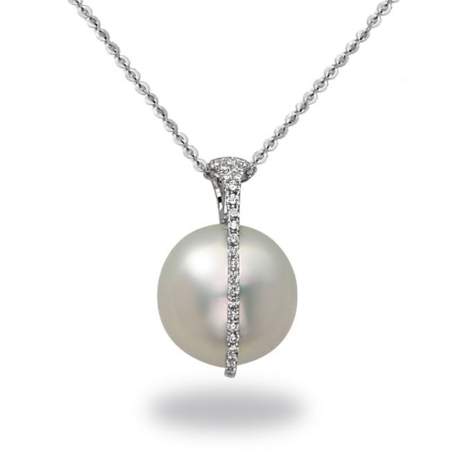 TARA Pearls South Sea Cultured Pearl & Diamond Bar Pendant in White Gold, 18"