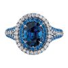Omi Prive Cobalt Spinel, Hauyne & Diamond Halo Ring in Platinum