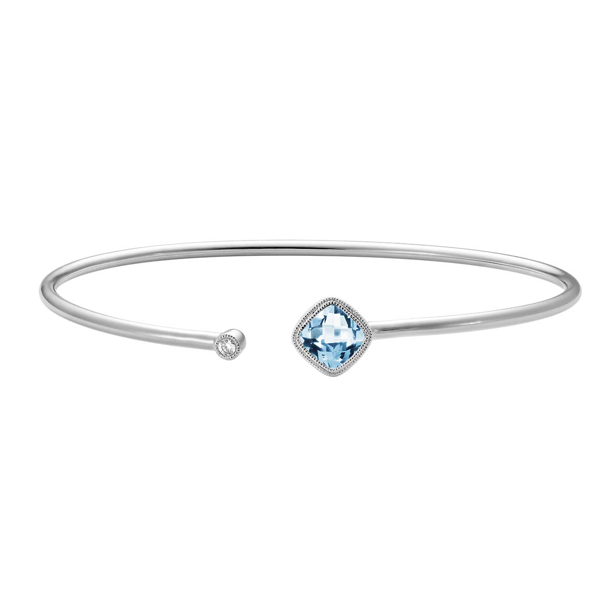 Cushion Aquamarine Cuff Bracelet with Diamond Accent in White Gold Borsheims