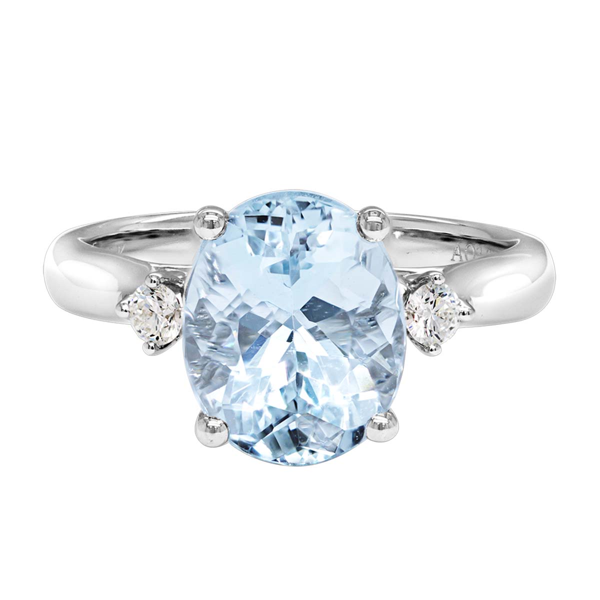 Oval Aquamarine & Diamond 3 Stone Ring in White Gold | Borsheims
