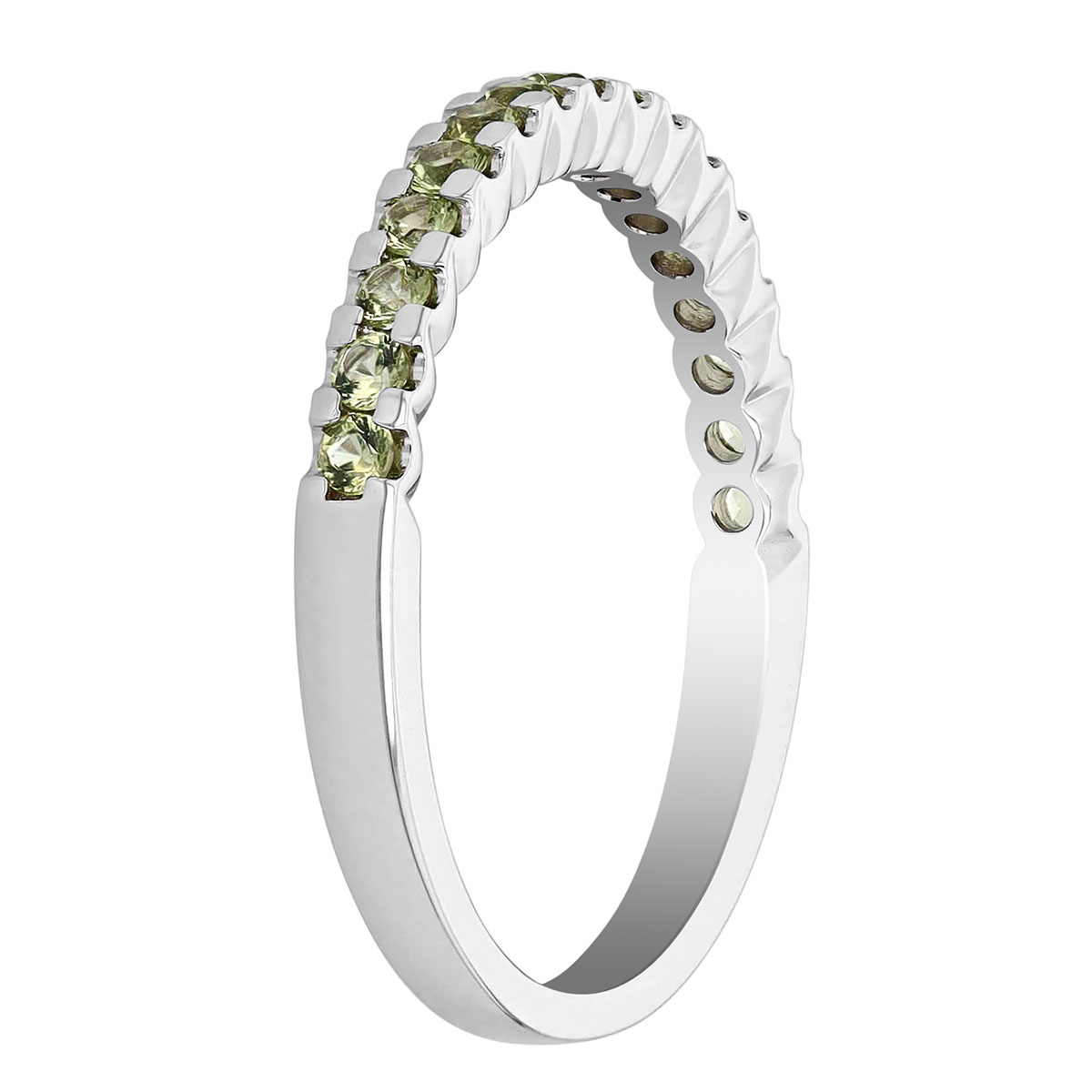 Peridot Shared Prong Stacking Band in White Gold