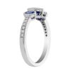 Oval Sapphire 3 Stone Ring with Diamond Shank in White Gold
