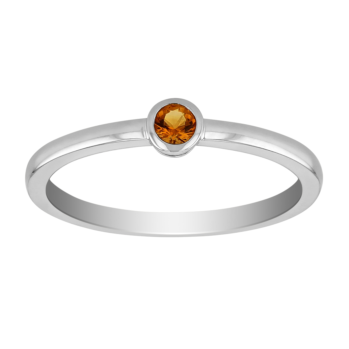 Round Citrine Bezel Set Ring in White Gold Borsheims