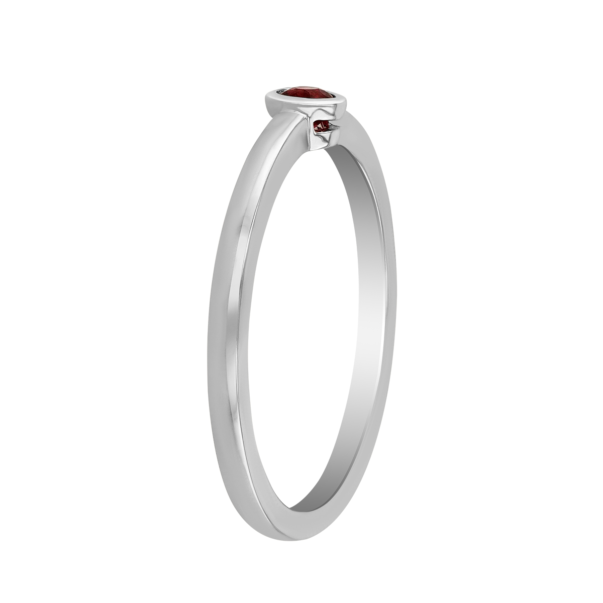 Round Ruby Bezel Set Ring in White Gold