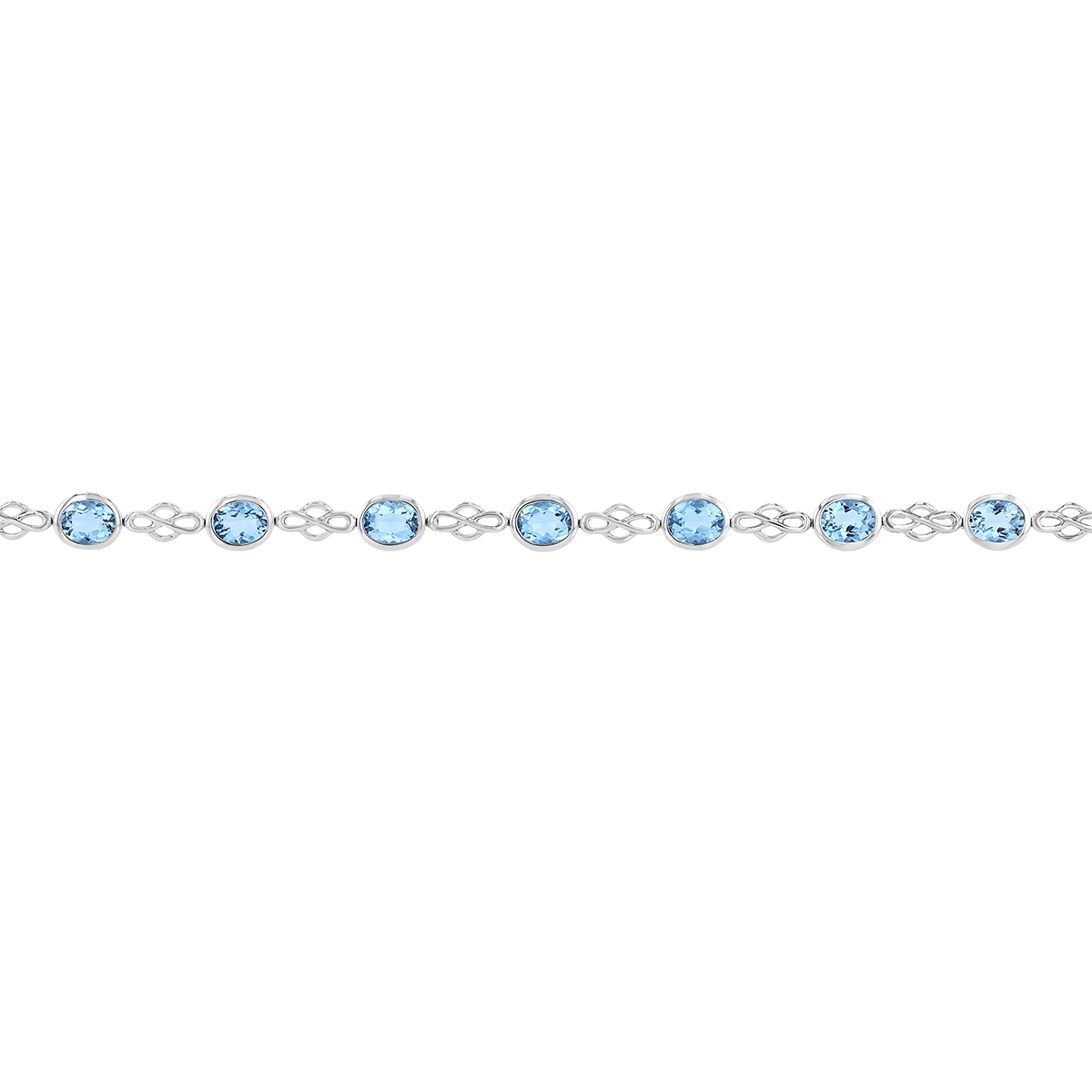 Oval Aquamarine Lace Link Bracelet in White Gold
