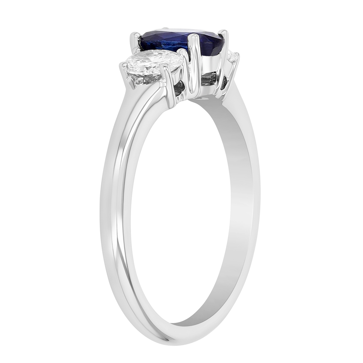 Oval Sapphire & Diamond 3 Stone Ring in Platinum