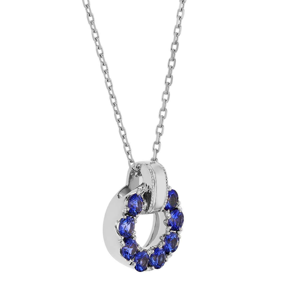 Frederic Sage Sapphire Open Circle Pendant in White Gold, 18
