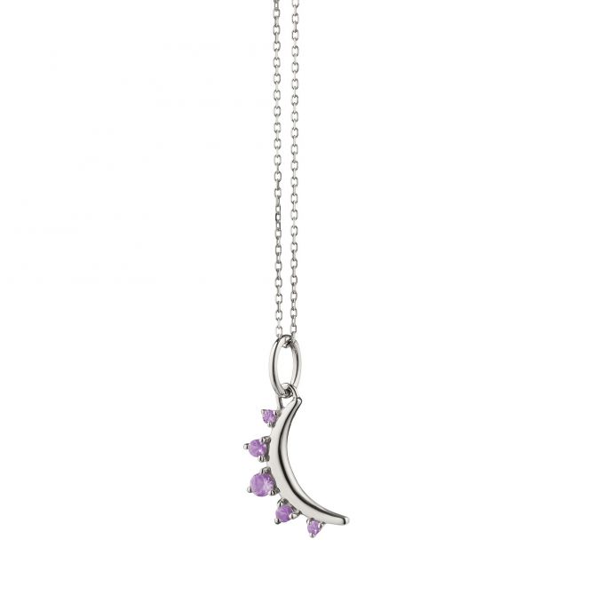 Monica Rich Kosann Petite Moon with Amethyst Necklace in Sterling Silver