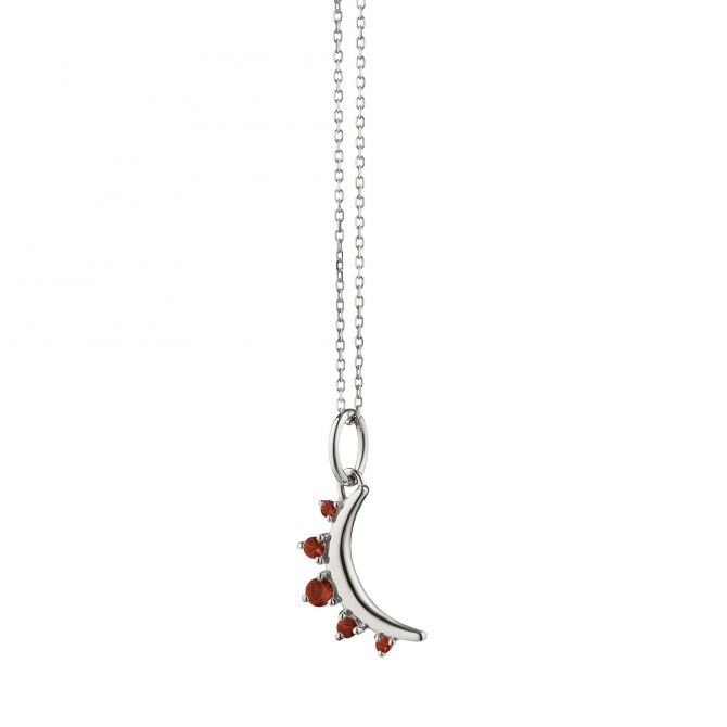 Monica Rich Kosann Petite Moon with Garnet Necklace in Sterling Silver