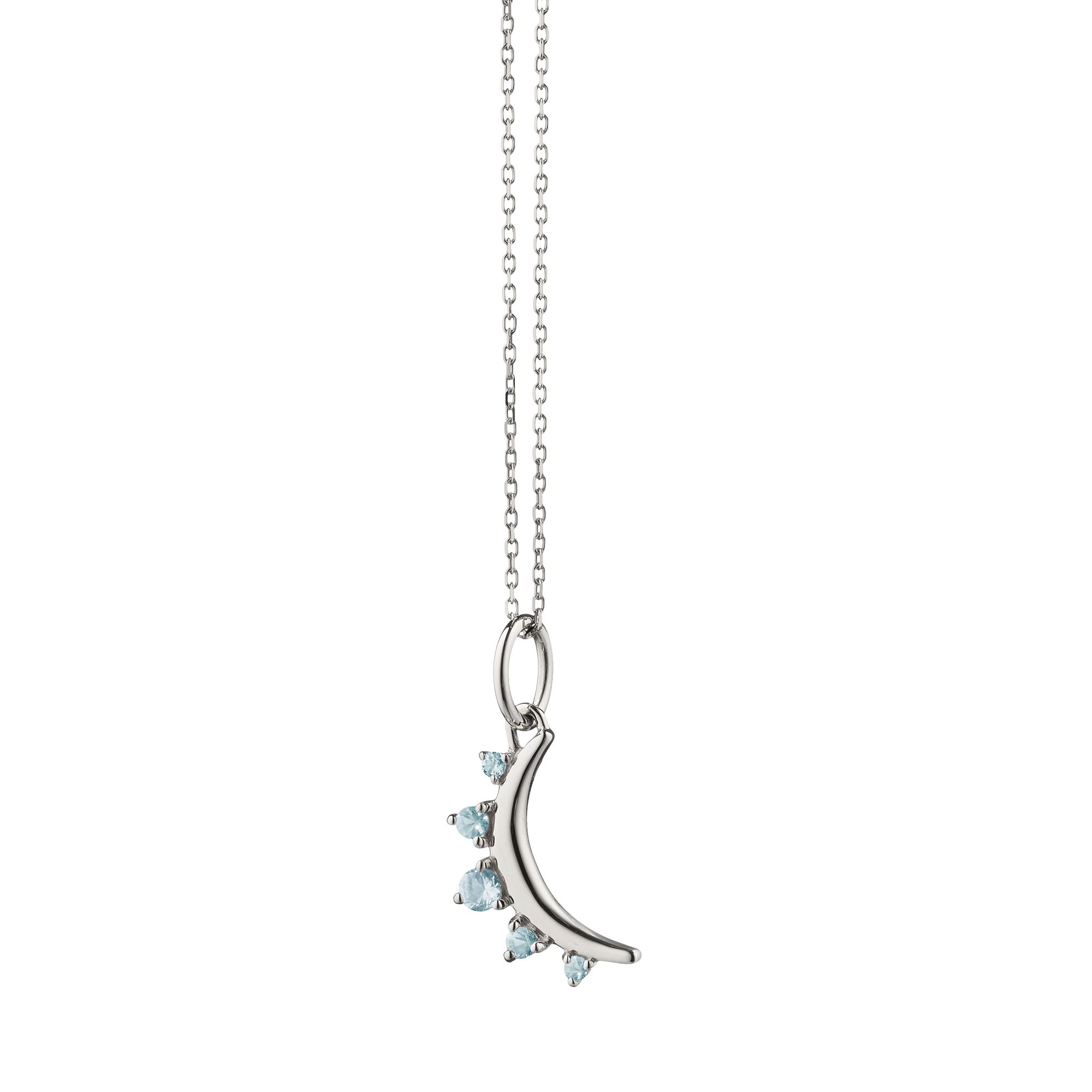 Monica Rich Kosann Petite Moon with Aquamarine Necklace in Sterling Silver