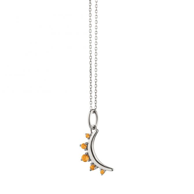 Monica Rich Kosann Petite Moon with Citrine Necklace in Sterling Silver