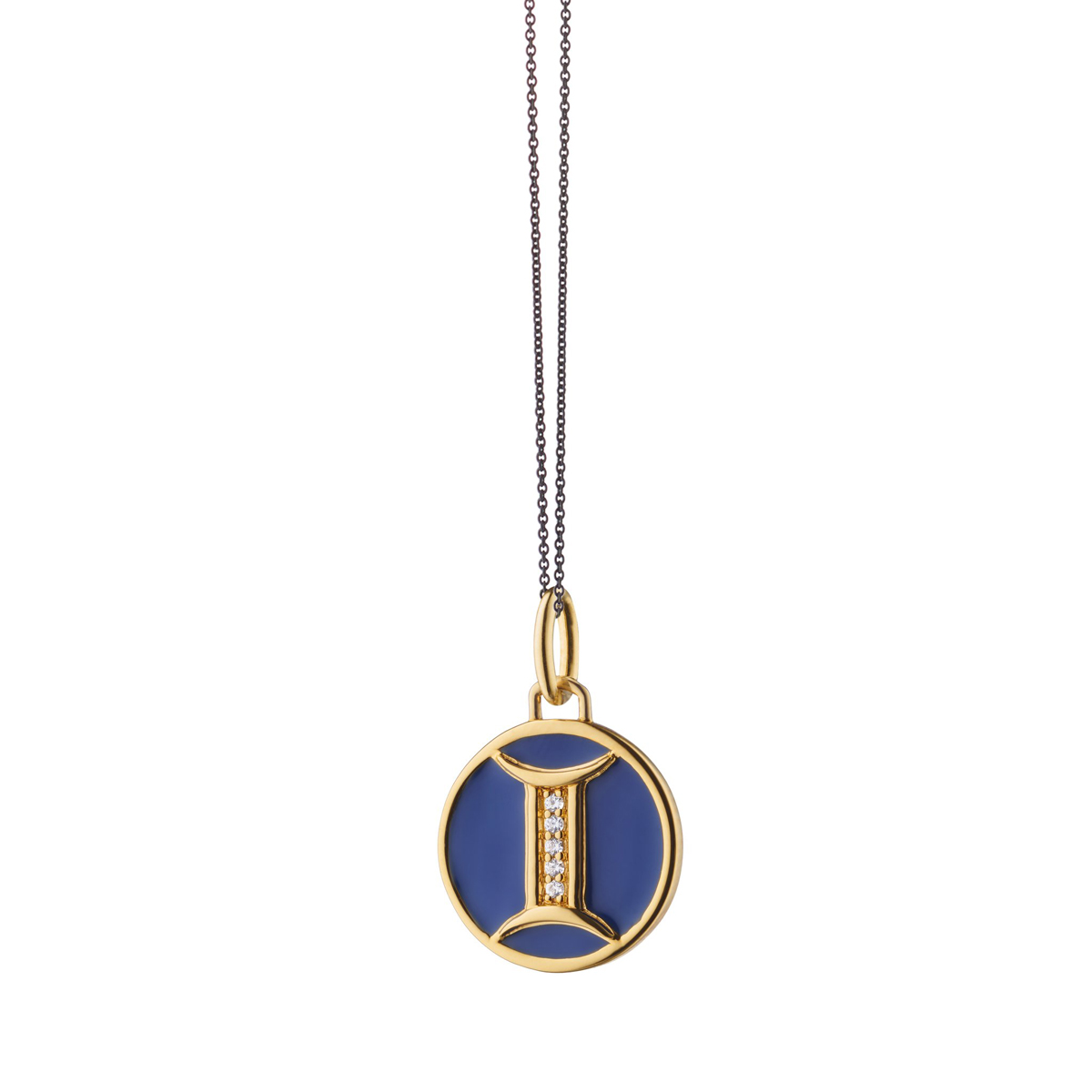 Monica Rich Kosann Mini Gemini Zodiac Enamel Vermeil Charm Necklace