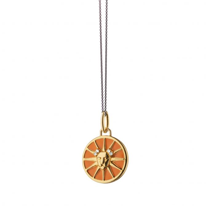 Monica Rich Kosann Mini Leo Zodiac Enamel Vermeil Charm Necklace