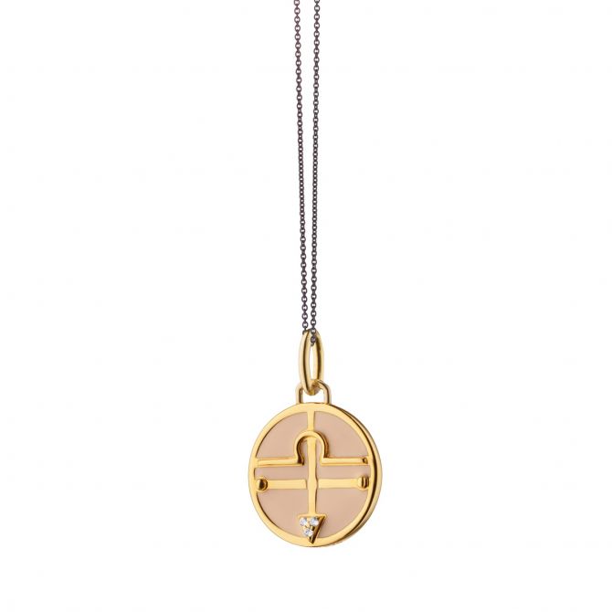 Monica Rich Kosann Mini Libra Zodiac Enamel Vermeil Charm Necklace