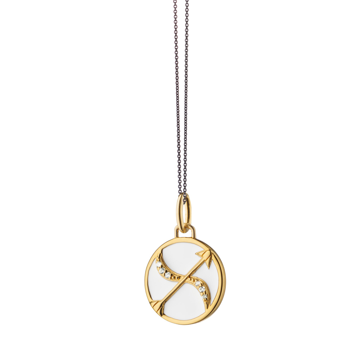 Monica Rich Kosann Mini Sagittarius Zodiac Enamel Vermeil Charm Necklace