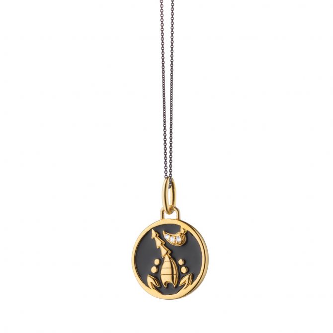 Monica Rich Kosann Mini Scorpio Zodiac Enamel Vermeil Charm Necklace