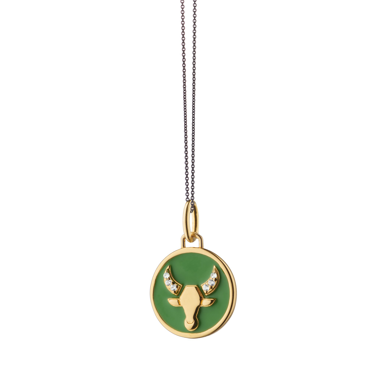 Monica Rich Kosann Mini Taurus Zodiac Enamel Vermeil Charm Necklace