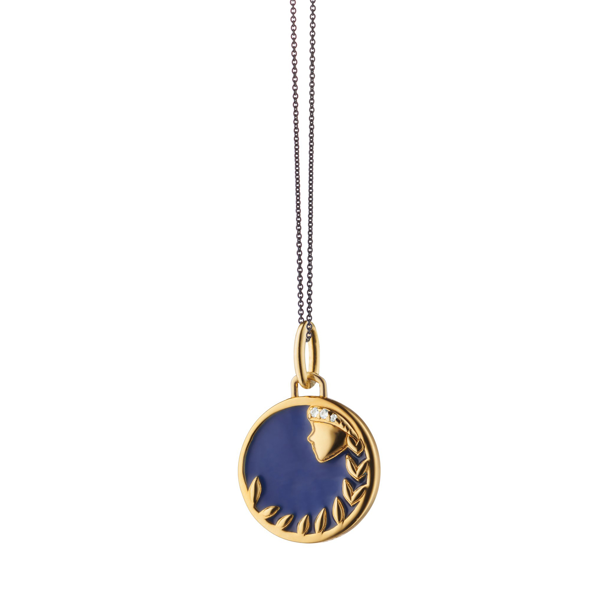 Monica Rich Kosann Mini Virgo Zodiac Enamel Vermeil Charm Necklace