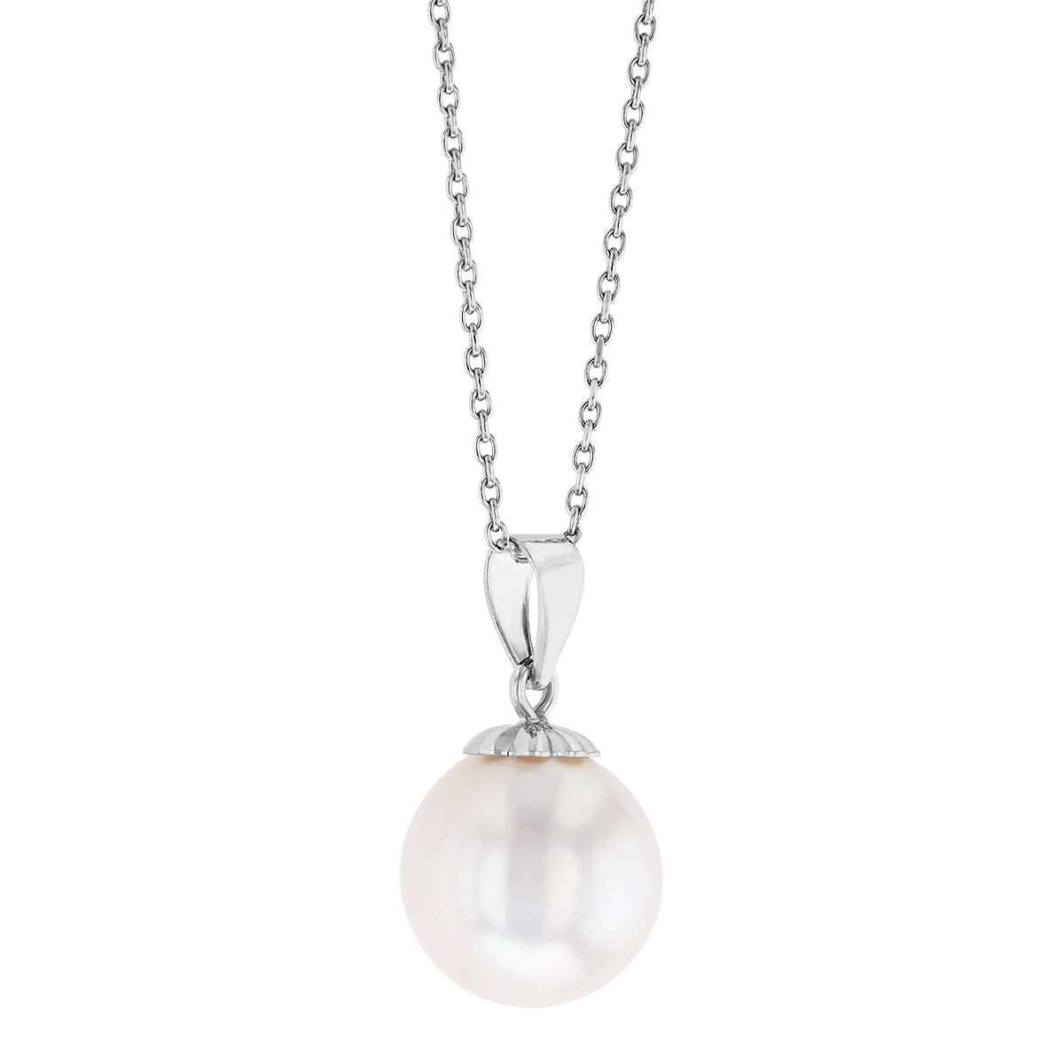 TARA Pearls White Akoya Cultured Pearl Pendant in White Gold, 18