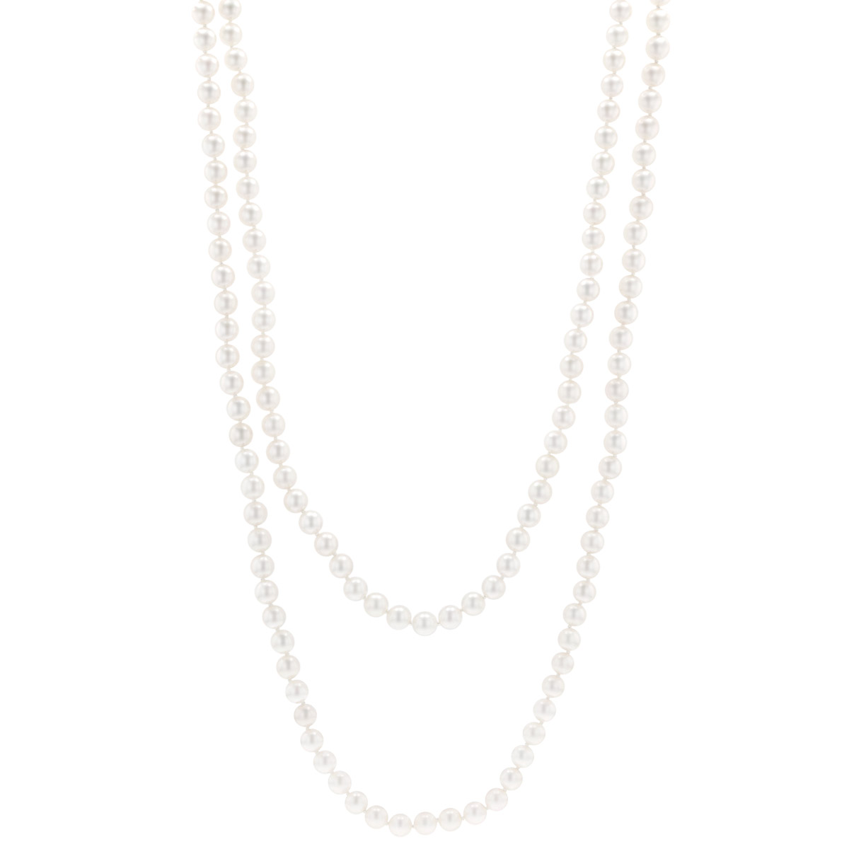 TARA Pearls White Cultured Pearl Strand Necklace with Yellow Gold Clasp, 53.5
