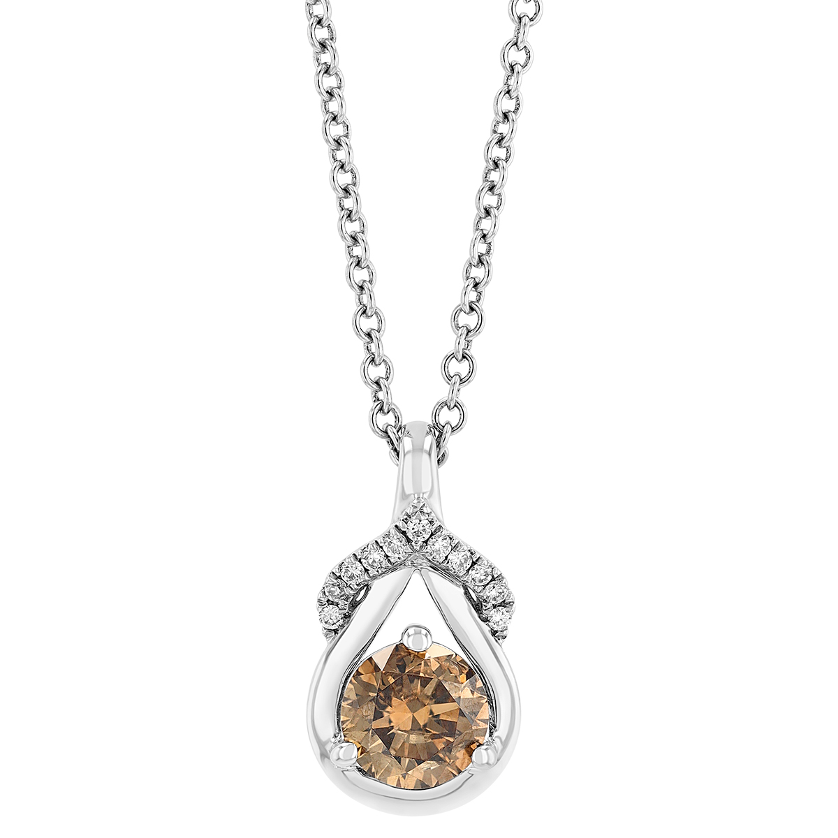 TARA Pearls Brown & White Diamond Teardrop Shape Pendant in White Gold, 18