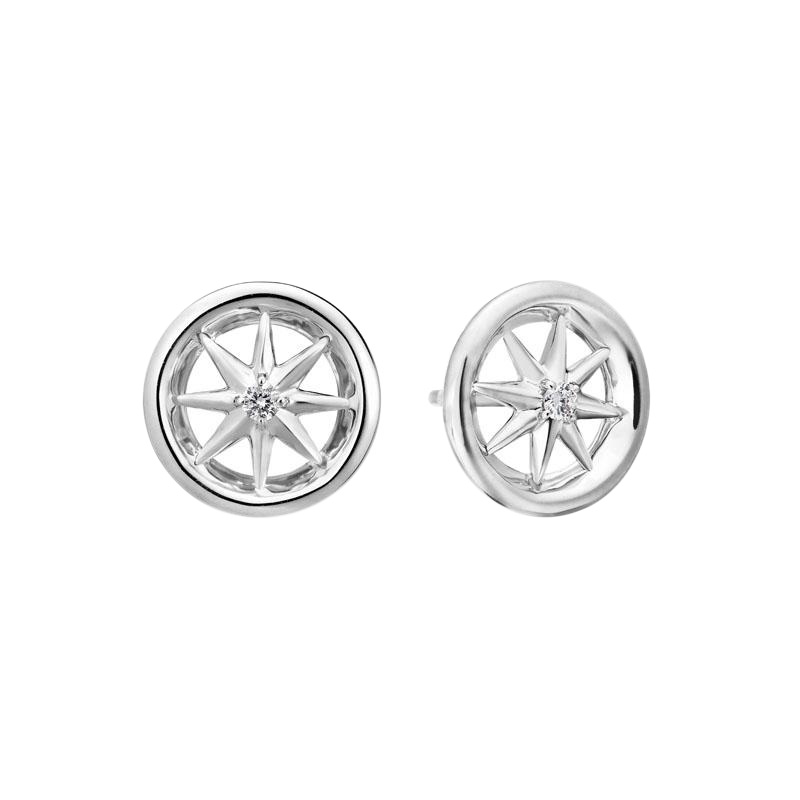 White Gold & Diamond Wheel Stud Earrings