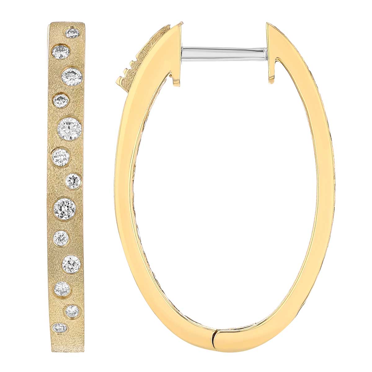 Diamond Flush Set Inside Out Hoop Earrings in Yellow Gold
