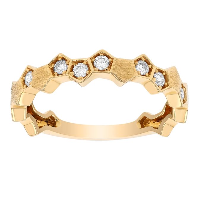 Diamond Pentagon Pattern Ring in Yellow Gold