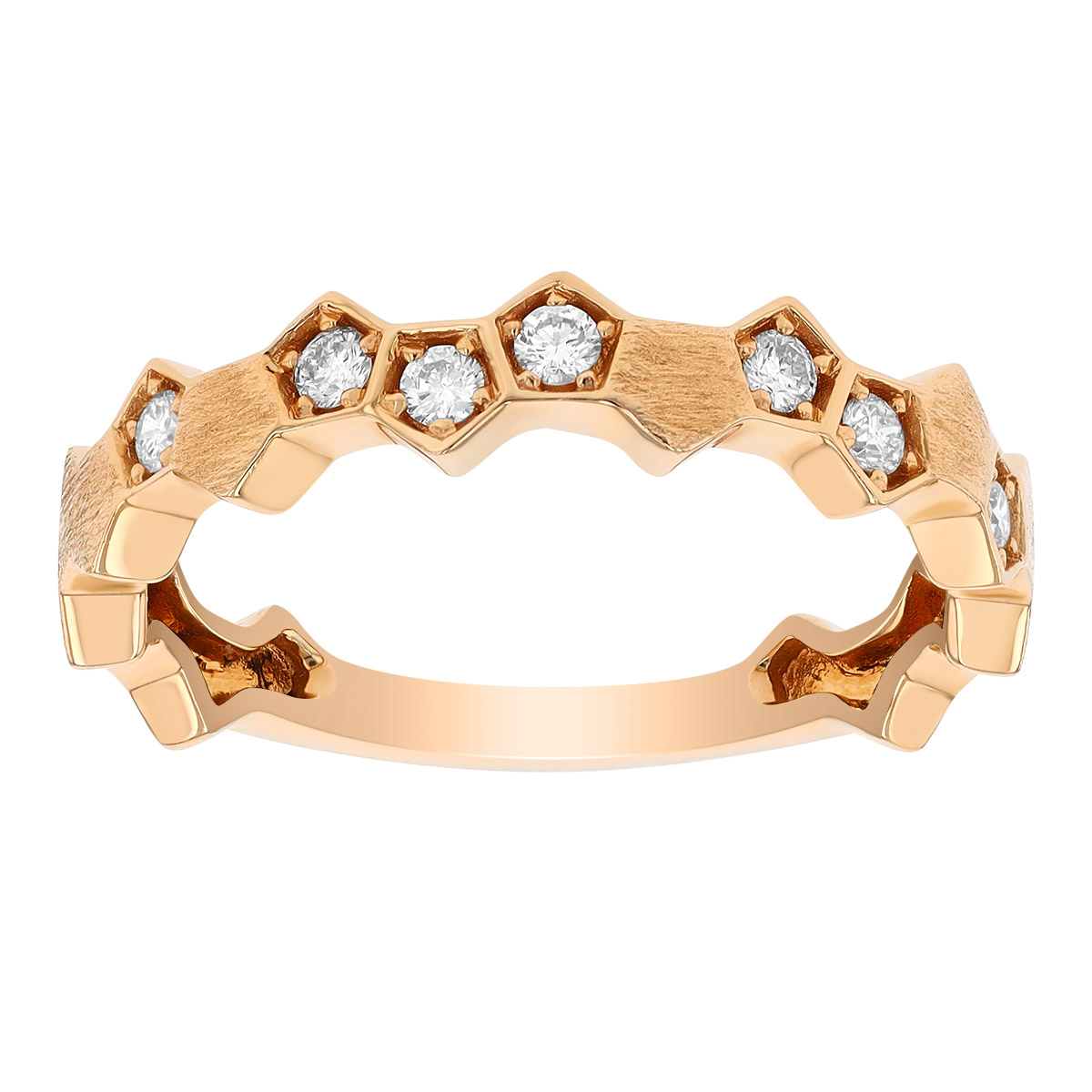 Diamond Pentagon Pattern Ring in Rose Gold