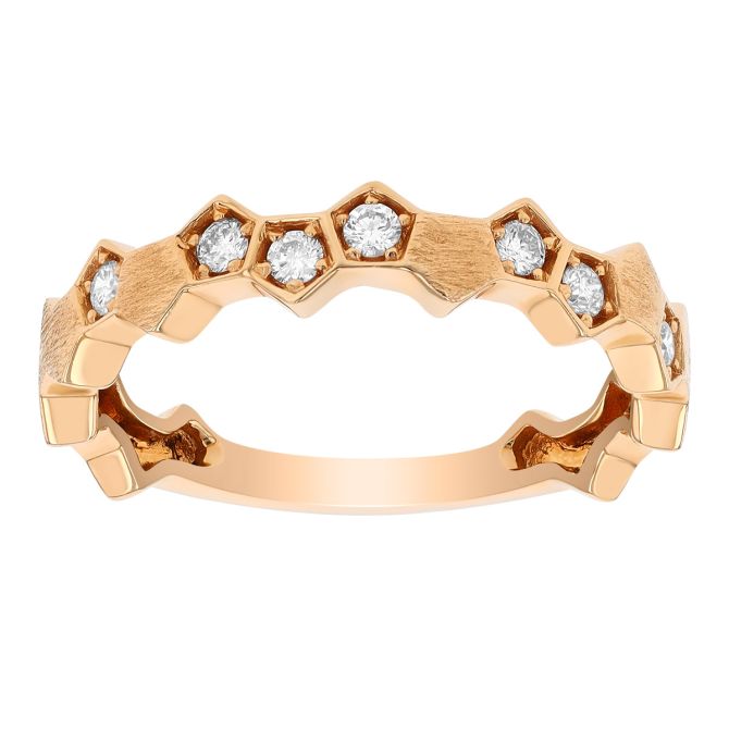 Diamond Pentagon Pattern Ring in Rose Gold